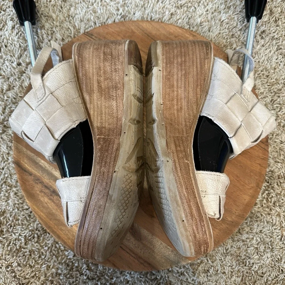 A.S.98 Nasser Wedge Sandals Womens Size 38/US 7.5 Beige Woven Leather AS98